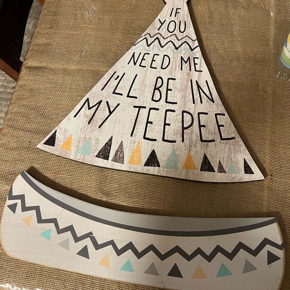 Hobby Lobby Teepee Canoe Baby Nursery Wall Decor with Geometric Accents